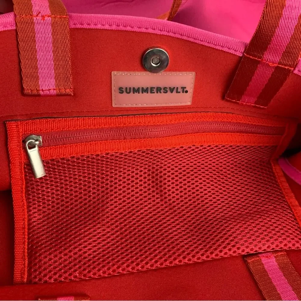 Summersalt Tote Pink Neoprene Stripe Beach Water Bag